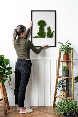 Quadro de musgo Cachorro com gato