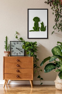 Quadro de musgo Cachorro com gato
