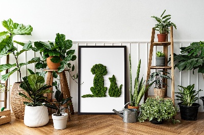 Quadro de musgo Cachorro com gato