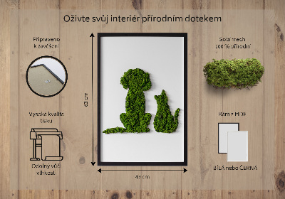 Quadro de musgo Cachorro com gato