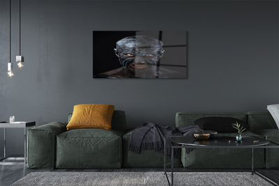 Pintura em vidro Figura careca assustadora com olhos vermelhos