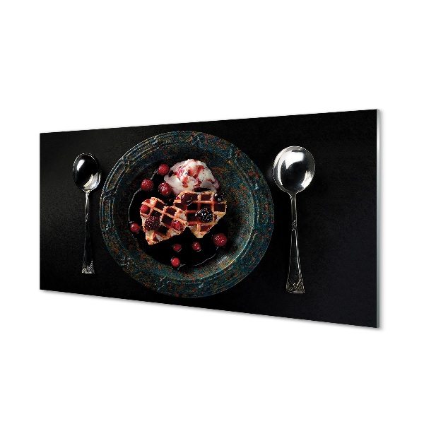 Pintura em vidro Waffles de coração com colher de sorvete