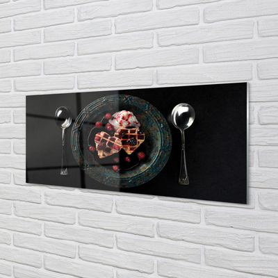 Pintura em vidro Waffles de coração com colher de sorvete