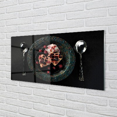 Pintura em vidro Waffles de coração com colher de sorvete