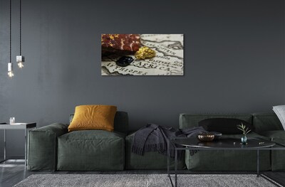 Quadro de vidro Mapa de ouro