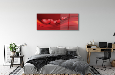 Quadro de vidro Corações fundo vermelho