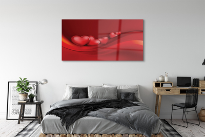 Quadro de vidro Corações fundo vermelho