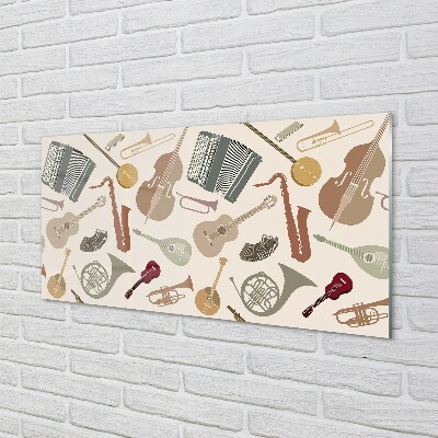Pintura em vidro Violino trompete ukulele