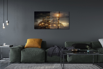 Pintura em vidro Nuvens de navio farol