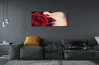 Quadro de vidro Lábios de mulher rosa