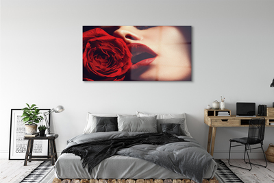 Quadro de vidro Lábios de mulher rosa