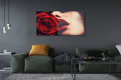 Quadro de vidro Lábios de mulher rosa