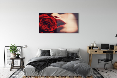 Quadro de vidro Lábios de mulher rosa