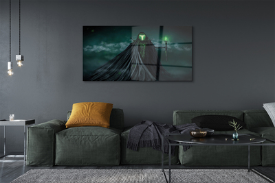 Pintura em vidro Figura escura fogo verde