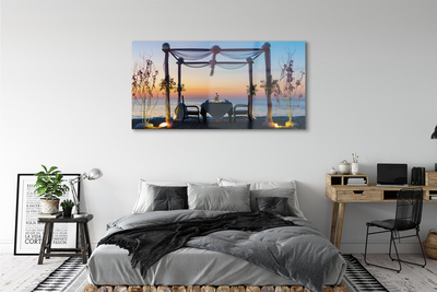 Quadro de vidro Jantar ao pôr do sol no mar