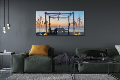 Quadro de vidro Jantar ao pôr do sol no mar