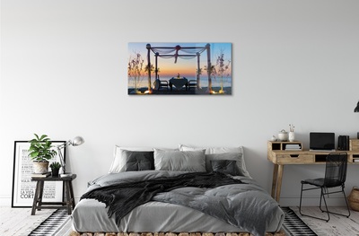 Quadro de vidro Jantar ao pôr do sol no mar