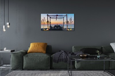 Quadro de vidro Jantar ao pôr do sol no mar