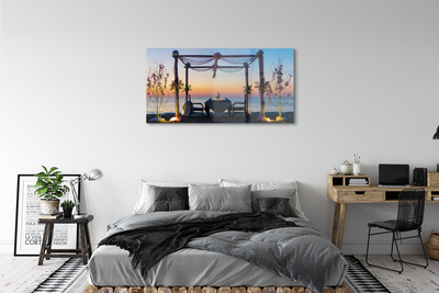 Quadro de vidro Jantar ao pôr do sol no mar