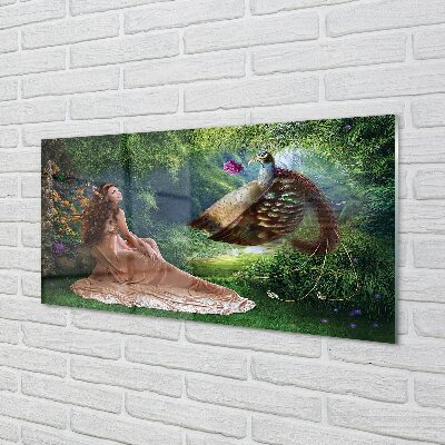 Quadro de vidro Mulher faisão da floresta