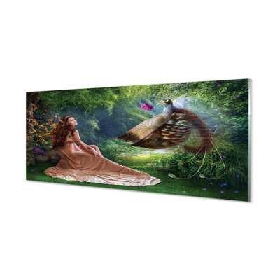 Quadro de vidro Mulher faisão da floresta