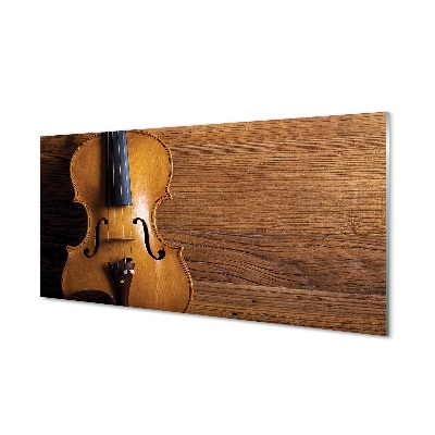 Quadro de vidro Violino sobre madeira
