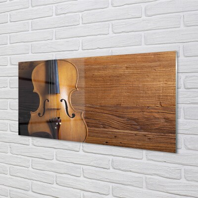 Quadro de vidro Violino sobre madeira
