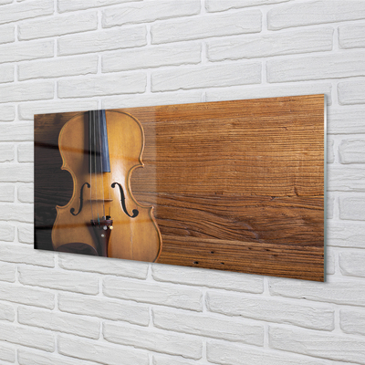 Quadro de vidro Violino sobre madeira