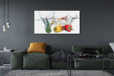 Quadro de vidro Pimentões coloridos na água