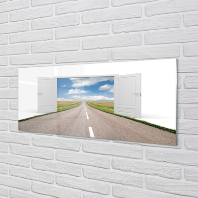 Quadro de vidro Porta de estrada de campo 3d