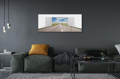 Quadro de vidro Porta de estrada de campo 3d