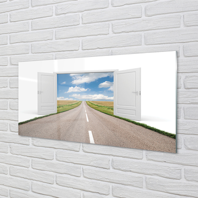 Quadro de vidro Porta de estrada de campo 3d