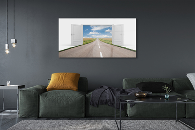 Quadro de vidro Porta de estrada de campo 3d