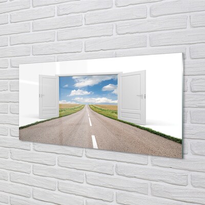 Quadro de vidro Porta de estrada de campo 3d