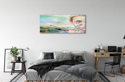 Quadro de vidro Mulher com pincéis