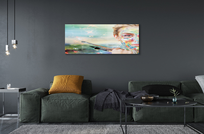 Quadro de vidro Mulher com pincéis