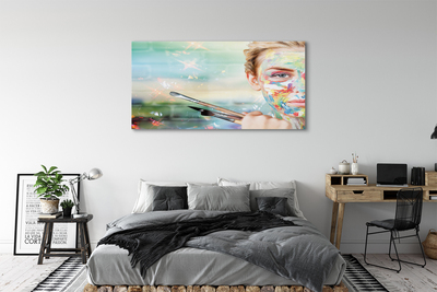 Quadro de vidro Mulher com pincéis