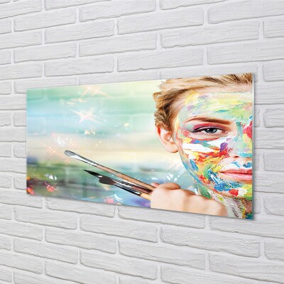 Quadro de vidro Mulher com pincéis