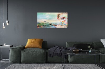 Quadro de vidro Mulher com pincéis