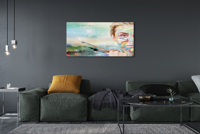 Quadro de vidro Mulher com pincéis