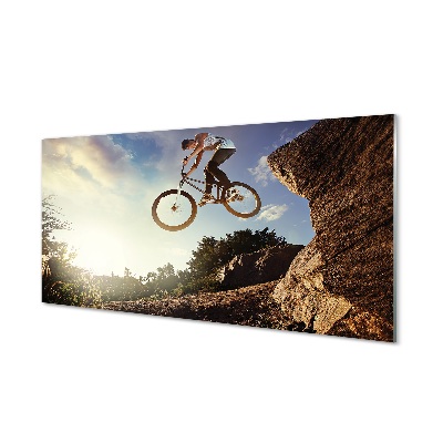Quadro de vidro Bicicleta montanhas nuvens céu
