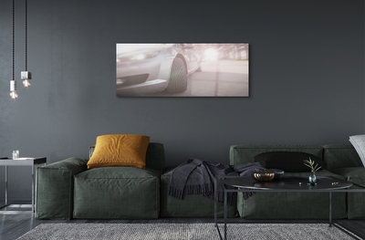 Pintura em vidro Árvores de rua de carros prateados