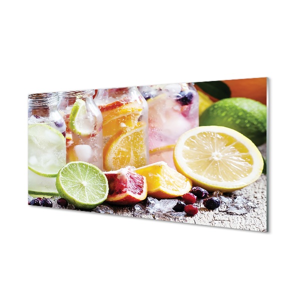 Quadro de vidro Potes de coquetel com gelo de frutas