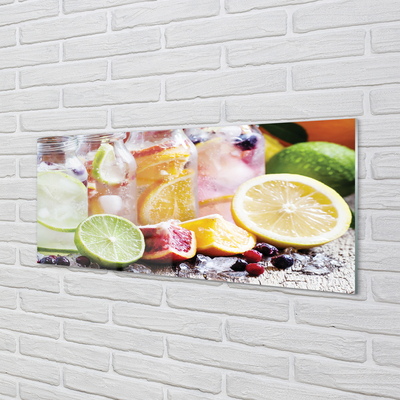 Quadro de vidro Potes de coquetel com gelo de frutas