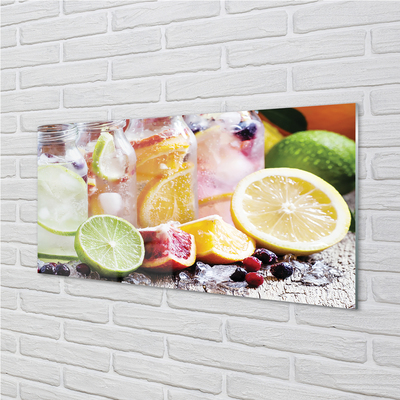 Quadro de vidro Potes de coquetel com gelo de frutas