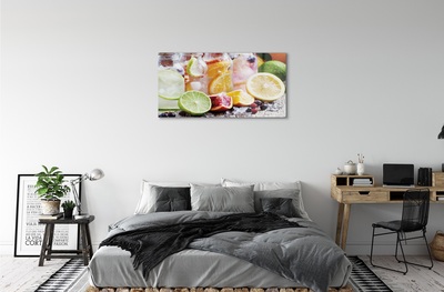 Quadro de vidro Potes de coquetel com gelo de frutas