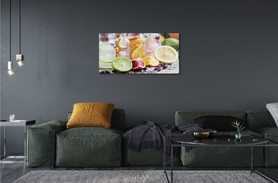 Quadro de vidro Potes de coquetel com gelo de frutas