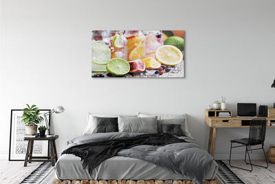 Quadro de vidro Potes de coquetel com gelo de frutas