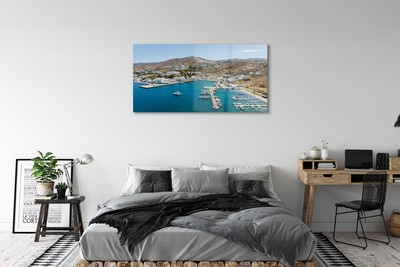 Quadro de vidro Grécia Costa Montanhas Cidade