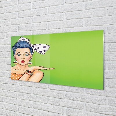 Pintura em vidro Mulher com lábios vermelhos